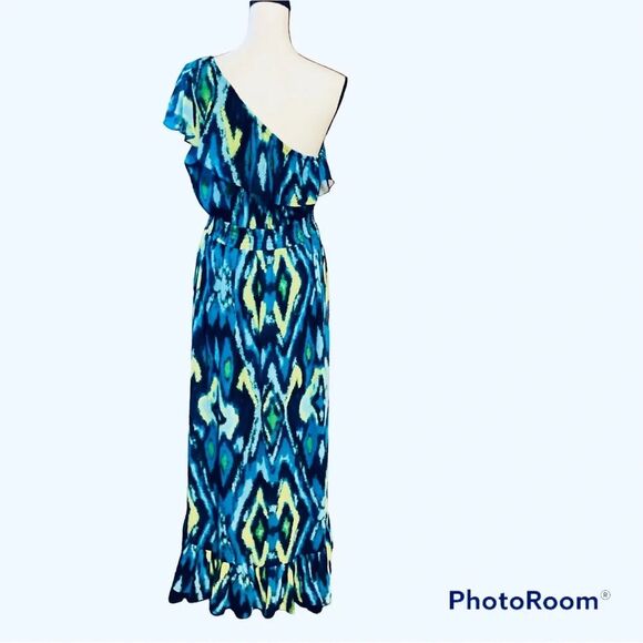 Lane Bryant One Shoulder Ruffled Hem Maxi Dress‎ S16 - Picture 3 of 10